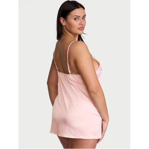 Пеньюар Victoria’s Secret Tease Satin Lace-Trim Mini Slip Dress Light Pink