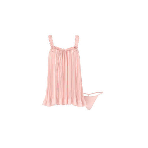 Пеньюар з трусиками Victoria’s Secret Pleated Chiffon Babydoll Set Pink
