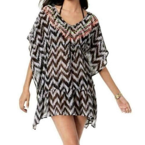 Туніка для пляжу Miken Embroidered Ruffle Tunic Swim Cover Up Dress