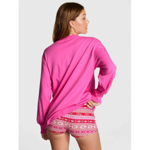 Кофта PINK Victoria’s Secret Campus Cotton Long-Sleeve Tee Sleigh Queen Pink