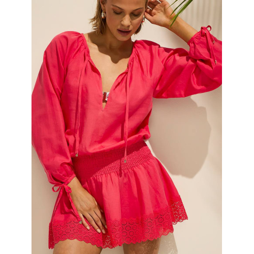 Туніка Victoria’s Secret VICTORIA’S SECRET SWIM Beachwear Linen Lace-Trim Dress Pink Island