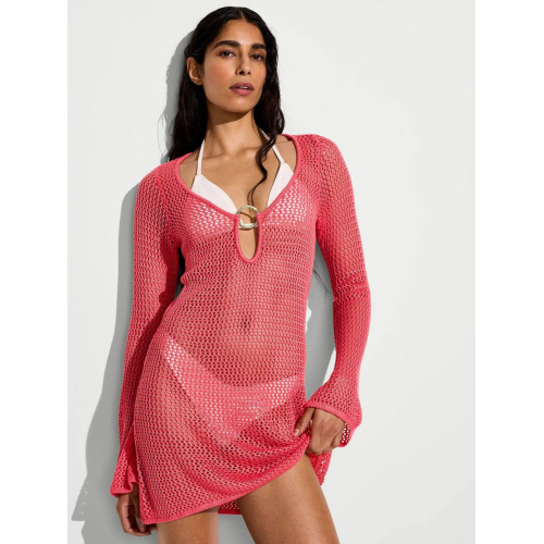 Туніка Victoria’s Secret Beachwear Crochet Long-Sleeve Mini Dress Poppy