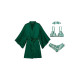 Піжамний Комплект з Шовку Victoria's Secret 4 в 1 4-piece Silk Gift Set Green White Stripe 