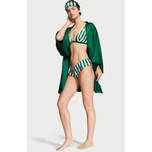 Піжамний Комплект з Шовку Victoria's Secret 4 в 1 4-piece Silk Gift Set Green White Stripe 