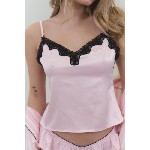 Піжама Victoria’s Secret Tease Satin Lace-Trim Cami & Flutter Shorts Set