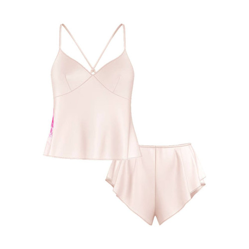 Піжама Victoria's Secret Faint Pink Peony Satin Cami Flutter Short Set