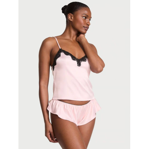 Піжама Victoria’s Secret Tease Satin Lace-Trim Cami & Flutter Shorts Set
