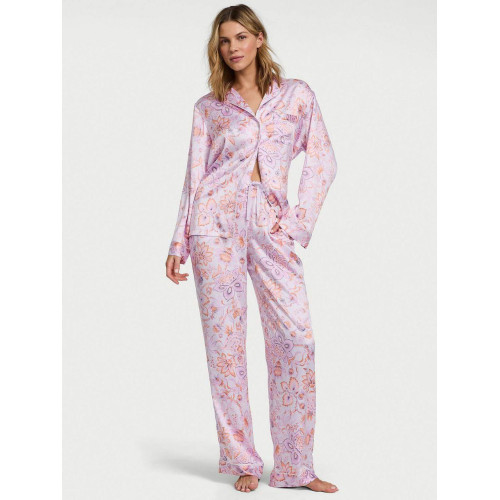 Піжама Victoria’s Secret Purple Floral Satin Long Pajamas Set
