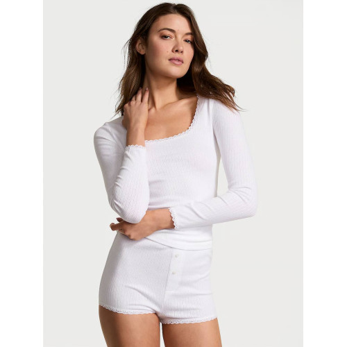 Піжама Victoria’s Secret Pointelle Modal Long-Sleeve Scoop Top & Shortie Set