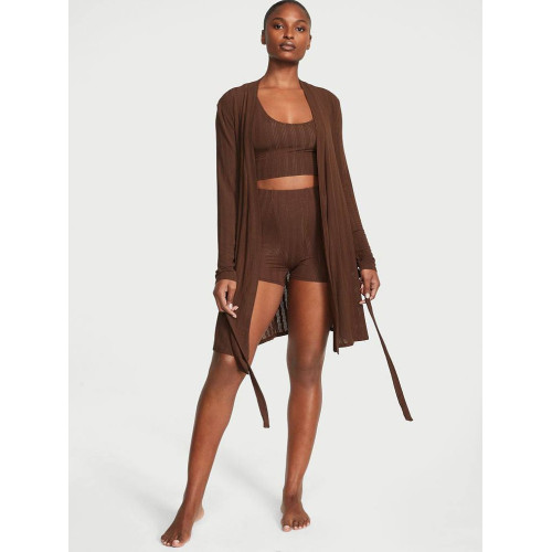 Комплект з шортами Victoria’s Secret Luxe Modal Ribbed 3-Piece Set