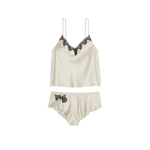 Піжама Victoria’s Secret Satin Rose Lace-Trim Cami & Flutter Short Set
