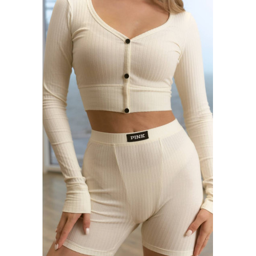 Комплект Victoria’s Secret PINK Lounge Crop Кофта & Шорти Set