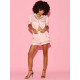 Піжама Glazed Satin Short Pajama Set Pink Stripe
