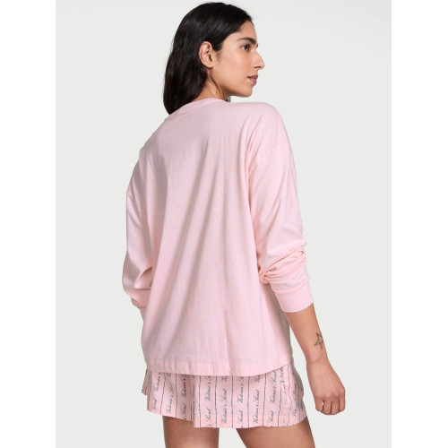 Піжама Victoria’s Secret Flannel Long-Sleeve Short Tee-Jama Set Pink
