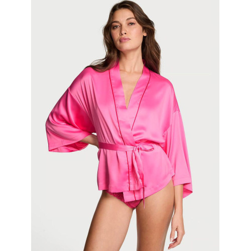 Піжама Victoria’s Secret Signature Satin Mini Robe Glazed Satin Sleep Shorts