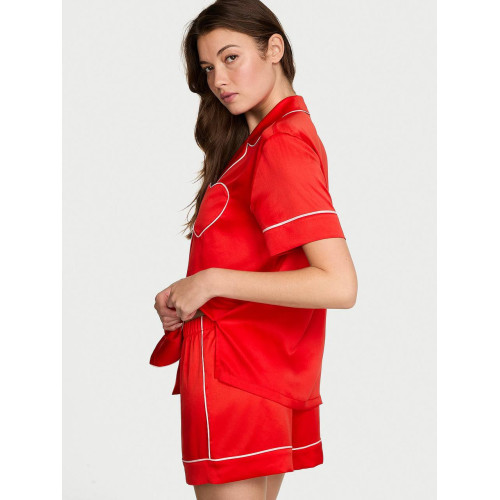 Піжама Victoria’s Secret Signature Satin Heart Short Pajama Set Red