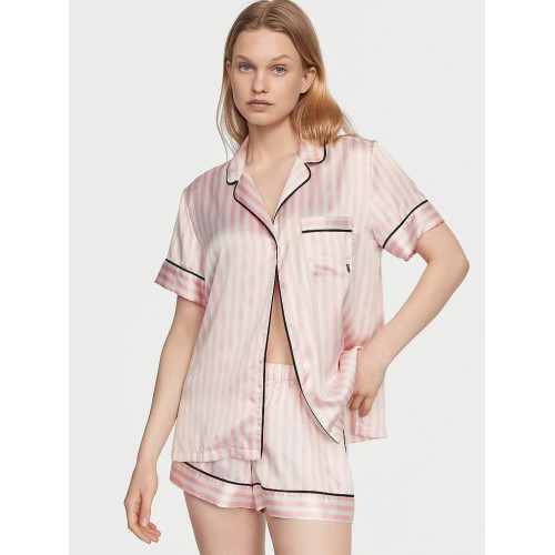 Піжама Victoria’s Secret The Satin Short PJ Set Angel Pink Stripe