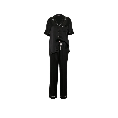 Піжама Victoria’s Secret Signature Satin Short-Sleeve Long Pajama Set Black