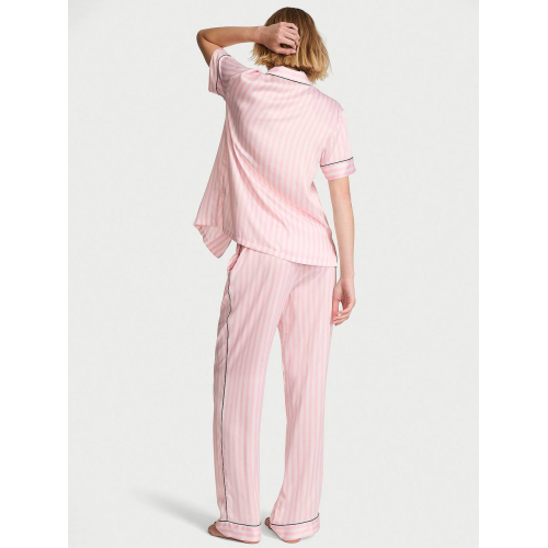 Піжама Victoria’s Secret Signature Stripe Short-Sleeve Long Pajama Set Pink Stripe