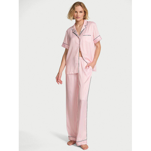 Піжама Victoria’s Secret Signature Stripe Short-Sleeve Long Pajama Set Pink Stripe