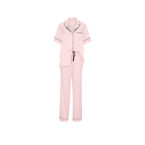Піжама Victoria’s Secret Signature Stripe Short-Sleeve Long Pajama Set Pink Stripe