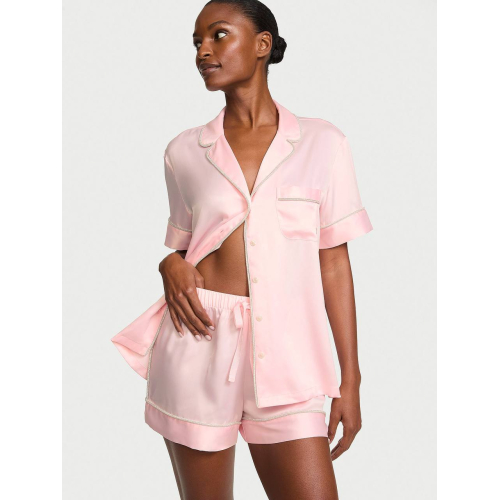 Піжама Victoria’s Secret Signature Satin Shine Short Pajama Set Pink