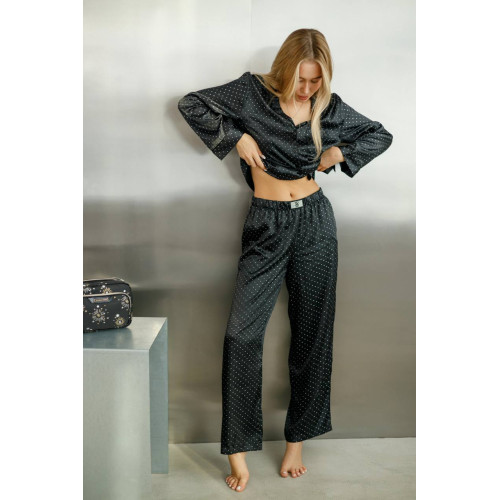 Піжама Victoria’s Secret Dew Drop Satin Long Pajama Set Black