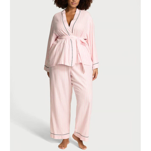 Піжама Victoria’s Secret Flannel Wrap Pajama Set Stripe  