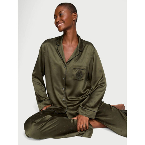 Піжама Victoria’s Secret Casual Olive Satin Long Pyjamas Set