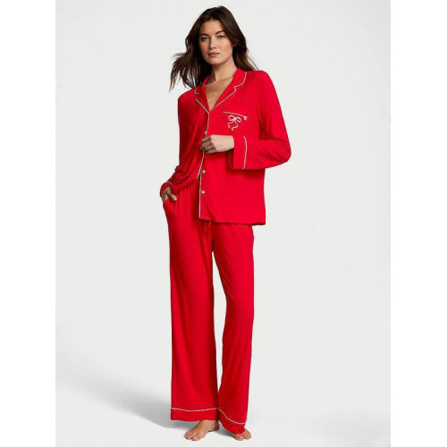 Піжама Victoria’s Secret Modal Long Pajama Set Lipstick Bows 