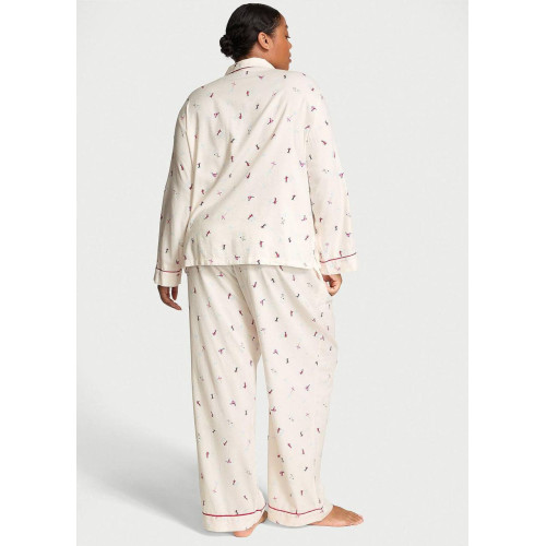 Піжама Victoria’s Secret Flannel Long Pajama Set Coconut White Skiers