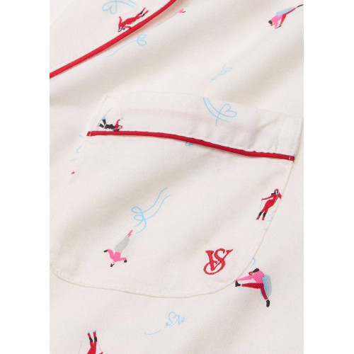 Піжама Victoria’s Secret Flannel Long Pajama Set Coconut White Skiers