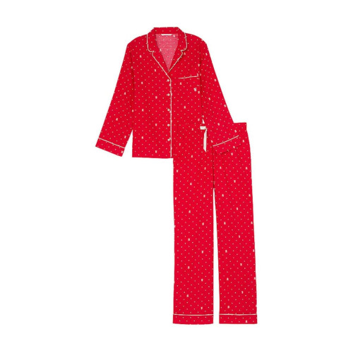 Піжама Victoria’s Secret Lipstick VS Pin Dot Red Flannel Long Pyjama Set