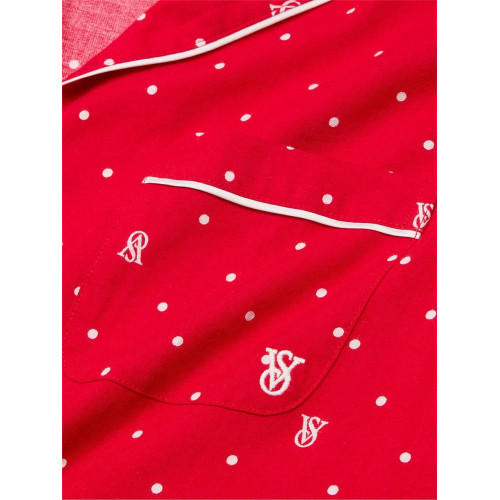Піжама Victoria’s Secret Lipstick VS Pin Dot Red Flannel Long Pyjama Set