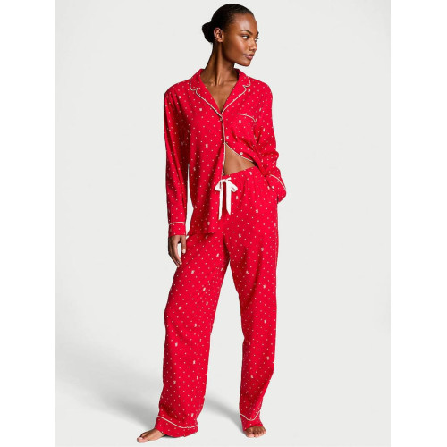 Піжама Victoria’s Secret Lipstick VS Pin Dot Red Flannel Long Pyjama Set