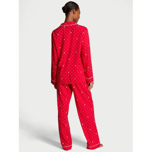 Піжама Victoria’s Secret Lipstick VS Pin Dot Red Flannel Long Pyjama Set