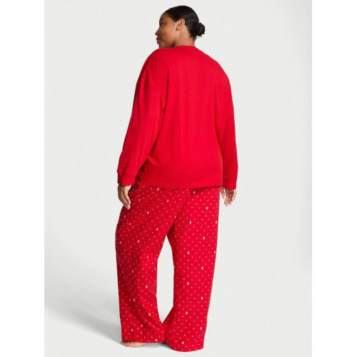 Піжама Victoria’s Secret Flannel Long-Sleeve Tee-Jama Set Lipstick