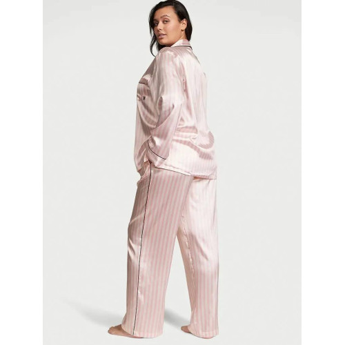 Піжама Victoria’s Secret Satin Long Pajama Set Pink White Stripe