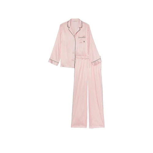 Піжама Victoria’s Secret Satin Long Pajama Set Pink White Stripe