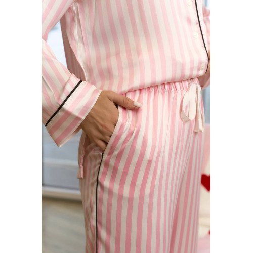 Піжама Victoria’s Secret Satin Long Pajama Set Pink White Stripe