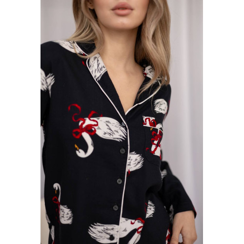 Піжама Victoria’s Secret Flannel Long Pajama Black Print