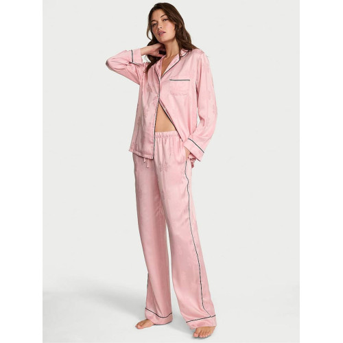 Піжама Victoria’s Secret Dusk Pink Bow Satin Long Pyjamas Set