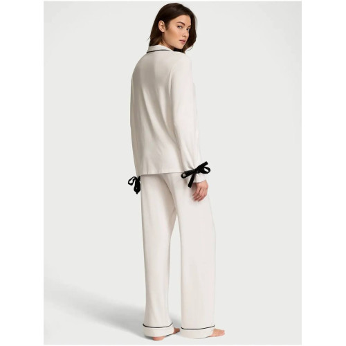 Піжама Victoria’s Secret Modal Soft Velvet-Trim Long Pajama Set Coconut White