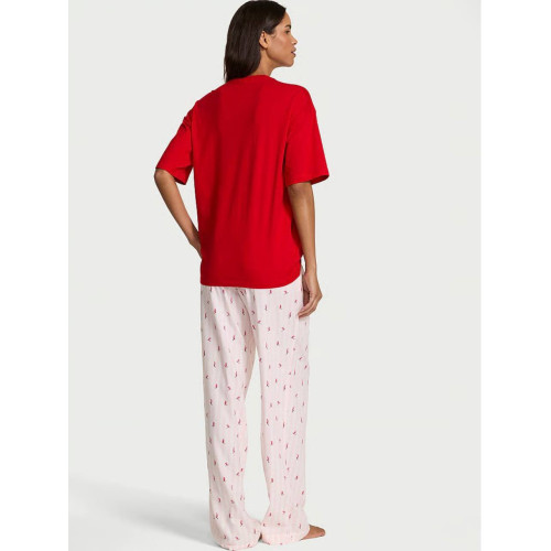 Піжама Victoria’s Secret Flannel Short-Sleeve Long Tee-Jama Set