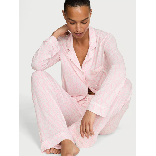 Піжама Victoria’s Secret White & Pink Logo Modal Long Pyjamas Set