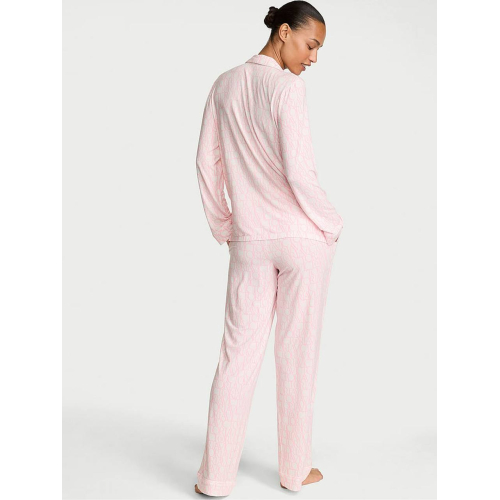 Піжама Victoria’s Secret White & Pink Logo Modal Long Pyjamas Set