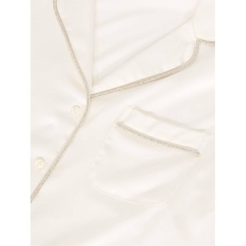 Піжама Victoria’s Secret Coconut White Diamanté Trim Satin Shine Long Pyjamas Set