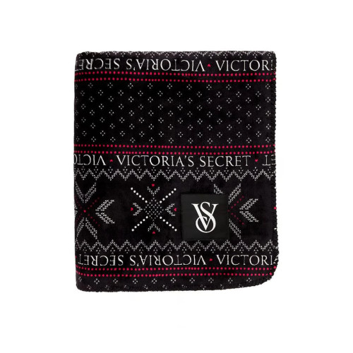 Плед Victoria's Secret Fuzzy Black & Red Sherpa