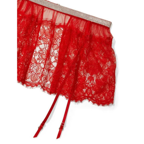Пояс Для Панчіх Victoria’s Secret Very Sexy Shine Lace Skirt With Garters Red