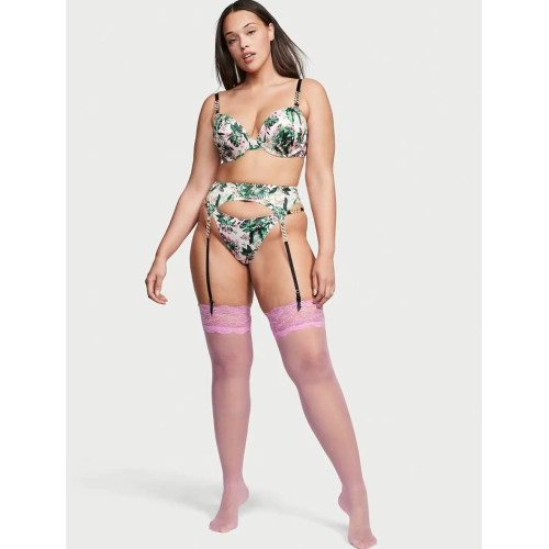 Панчохи Victoria’s Secret Lace Top Thigh Highs With Reinforced Heel Pink